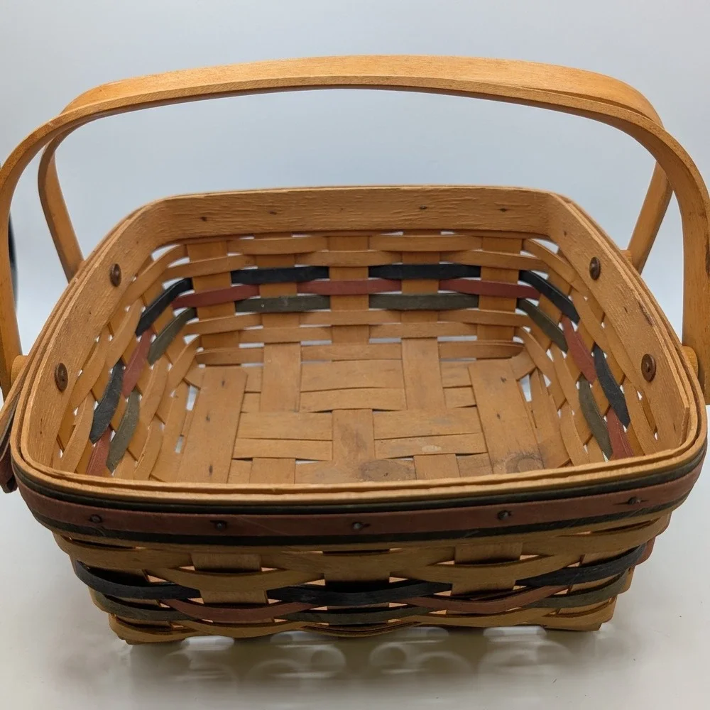 Vtg 1997 Longaberger Shades of Autumn Double‎ Handle Pie Basket Square 10in Ohio